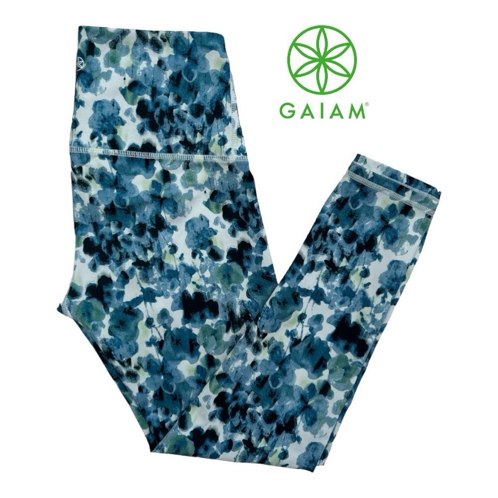 Gaiam High Rise Blue Floral Print 7/8 Leggings Size XS